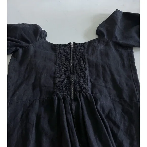 Reformation Seattle 100% Linen Puff Sleeve Mini Dress Size 18 - Picture 8 of 9